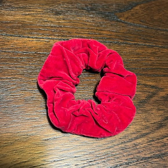 $4 Add-On Hair Scrunchie Elastic Tie Velvet Cherry Red Vintage Accessory Chunky - Picture 1 of 1